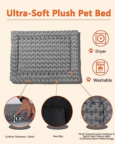 Piskyet Dog Crate Furniture,Wooden Dog Crate End Table with Storage Drawer&Cushion&Tray, QC3.0 Wireless Charging,Dual USB,Small Dogs Rustic Style - Image 4