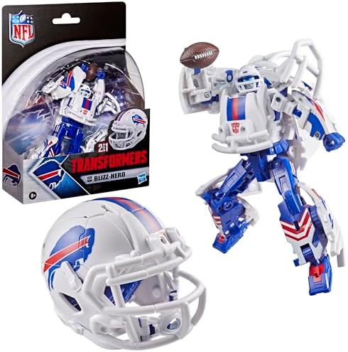 Transformers NFL Buffalo Bills Blizz-Herd, 5.5-Inch Robot Action Figure Changes to Helmet, Collectible Football Toys, 8+ - 3