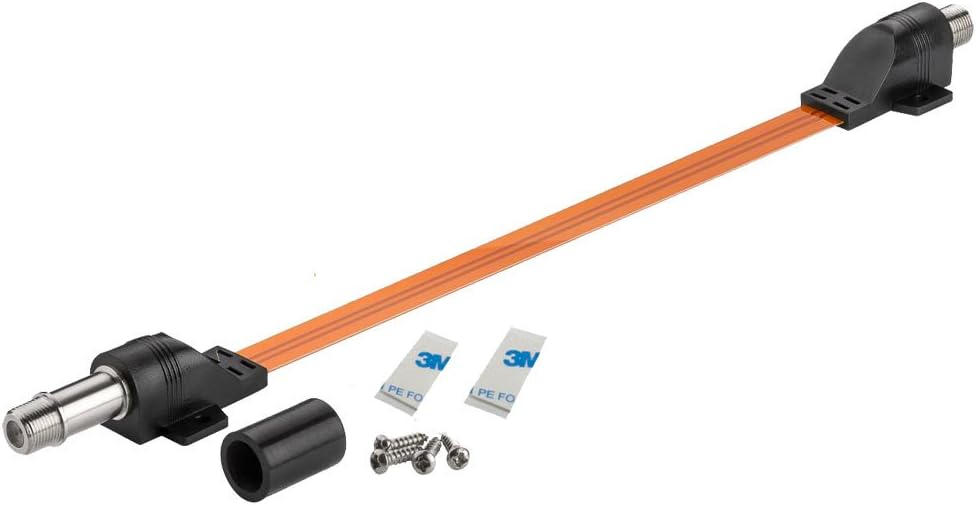 Elanx 1.7ft Water Proof Coax Jumper Cable, Paper Thin Cord for Mounting at Wall pass through Window or Door Frames，with 2pcs 3M Adhesive Stripes and Screws …