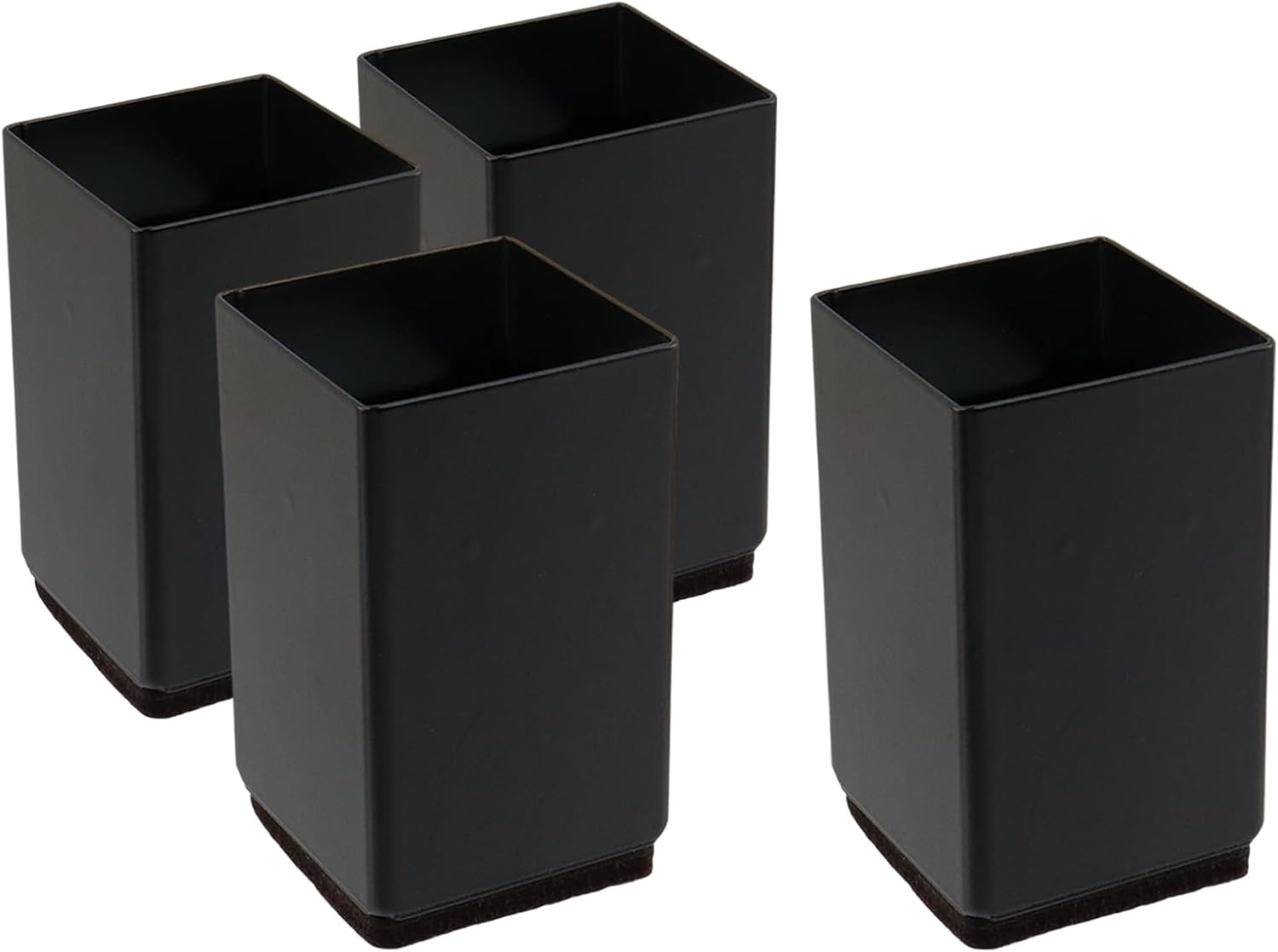 Furniture Risers Leg Extenders, Black Carbon Steel Rectangle Non-Slip Bed Lifts Risers, Heavy Duty Couch Leg Riser (40x50mm, 2 Set 4 Pcs)
