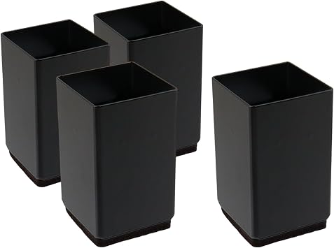Furniture Risers Leg Extenders, Black Carbon Steel Rectangle Non-Slip Bed Lifts Risers, Heavy Duty Couch Leg Riser 40x50mm, 2 Set 4 Pcs