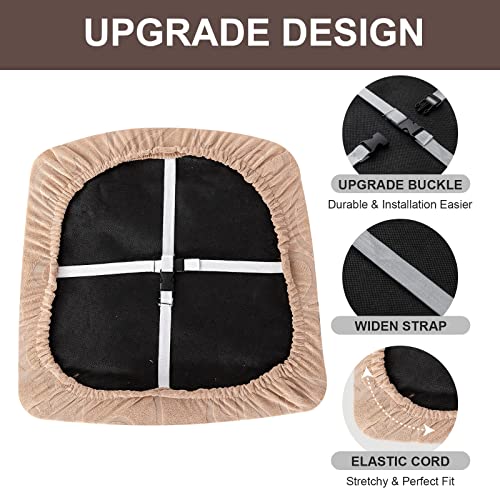 Genina Waterproof Chair Seat Covers Dining Room Chair Covers Stretch Seat Cover For Dinning Room Chair Protector Slipcovers For Kitchen, Hotel (4, Flower Pattern-Khaki) #TOP3