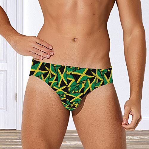 Calculay Jamaican Flag Men's Swimming Trunks,Beach Shorts Stretch Swimsuit Quick Dry3