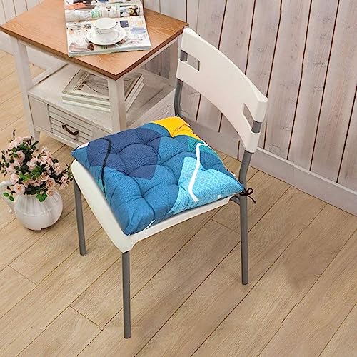 Image of COZY FURNISH Microfiber Cotton Chair Pads with Four Corner Ties 16x16(Inches) 41X41(CM) Square, Pack of 2 | Extra-Comfortable & Soft Seat Cushions | Ergonomic Pillows (Royal Blue)