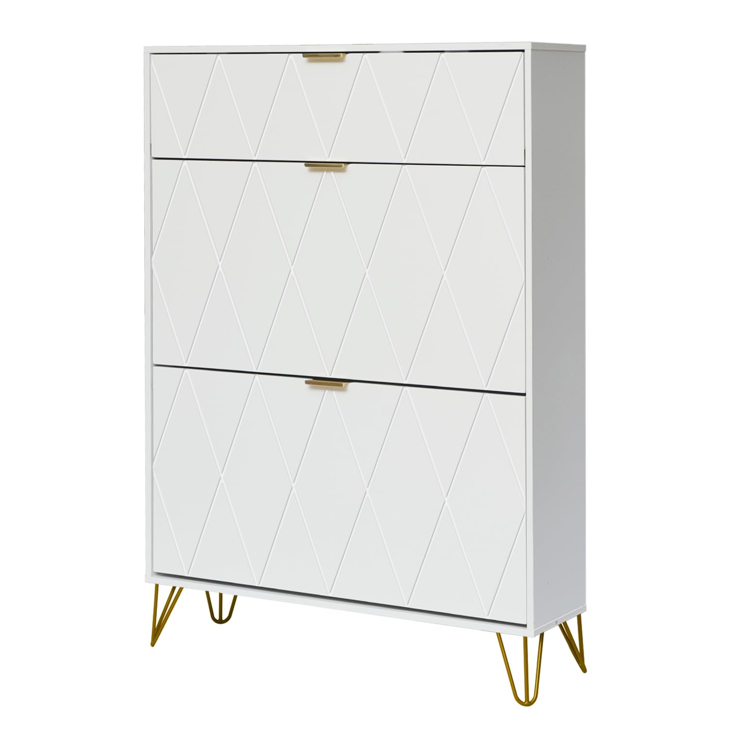 UEV Schuhschrank mit 2 Klappen, 80 x 24 x 120 cm für 16 Paar Schuhe mit 1 Schubladen, Schuhschrank Weiß, Schuhkipper Schmal, Schrank Flur Schuhkommode im Flur, Platzsparend