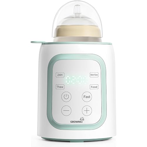 Grownsy 8-in-1 OG Fast Bottle Warmer with Timer, Green | Fast & Even Heating, Nutri-Preserve, Safe Material, Precise Temp, Easy Operation, Multi-Use Bottle Warmer for All Feed Stages