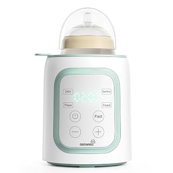 Grownsy Baby Bottle Warmer, 8-in-1 Fast Baby Milk Warmer with Timer for Breastmilk or Formula, Accurate Temperature Control, 24H Keep, Food Heater&Defrost BPA-Free Bottle Warmer for All Bottles- Green