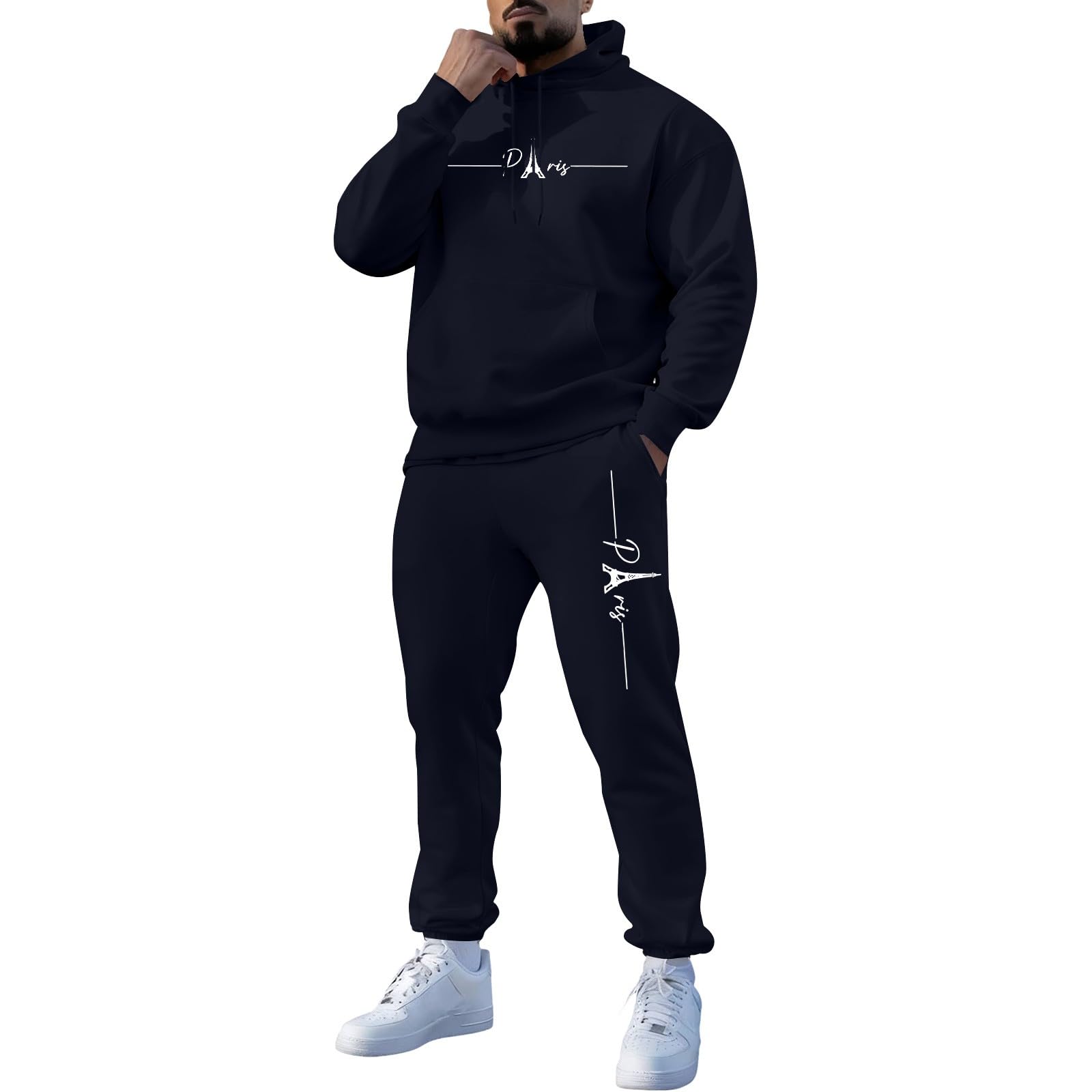 Conjunto completo de chándal con capucha, sudadera y pantalones deportivos