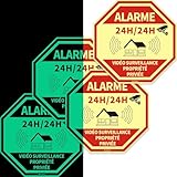 [HIGH VISIBILITY WARNING] --- private property stickers with glow-in-the-dark vinyl CCTV signs from Ashoaza. Printed in black and red, the letters and icons on these octagonal 