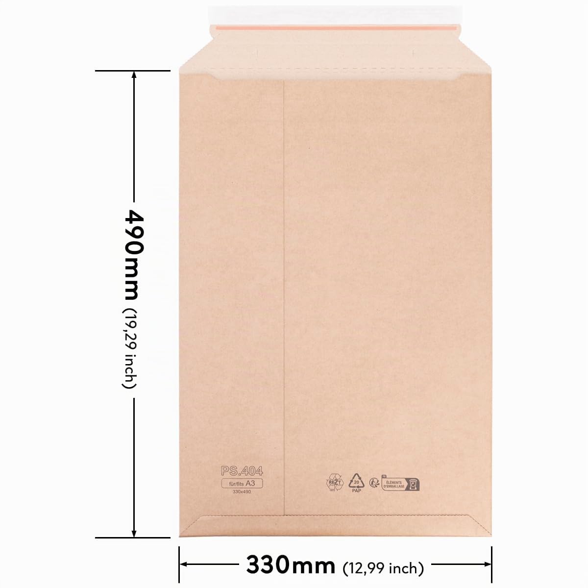 verpacking pochettes d'expédition en carton ondulé 330 x 490 mm - A3 brunes [taille et quantité au choix] enveloppe d'expédition en carton autocollante 25 pièces