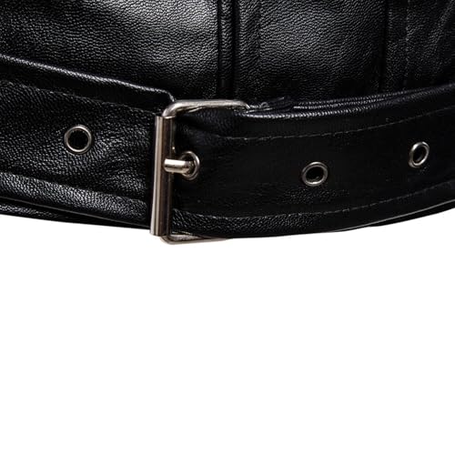 Chaqueta de cuero con cierre para hombre, estilo bomber miniatura 4