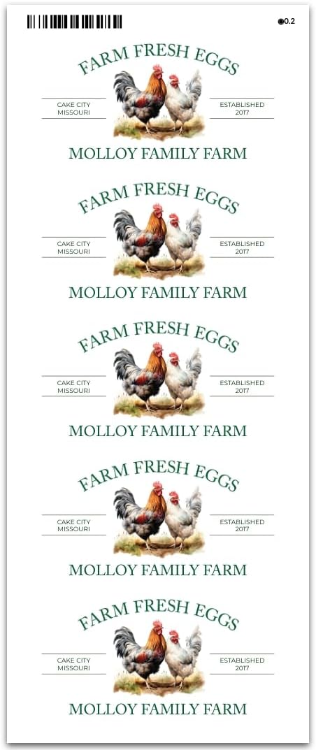 Custom Egg Carton Labels - Personalized Egg Carton Stickers for Farm Fresh Eggs - Made in USA (20-2500 Labels) (Watercolor Chicken) - Image 3