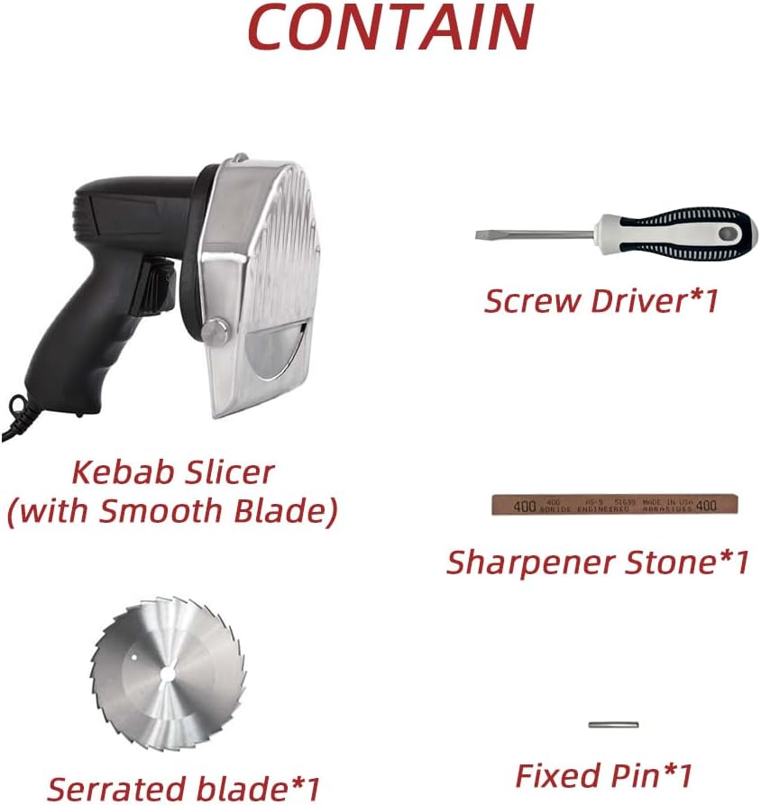 Electric Gyro Cutter & Shawarma Machine, Adjustable Thickness, Two Stainless Steel Blade, Commercial Kebab Cutting Tool