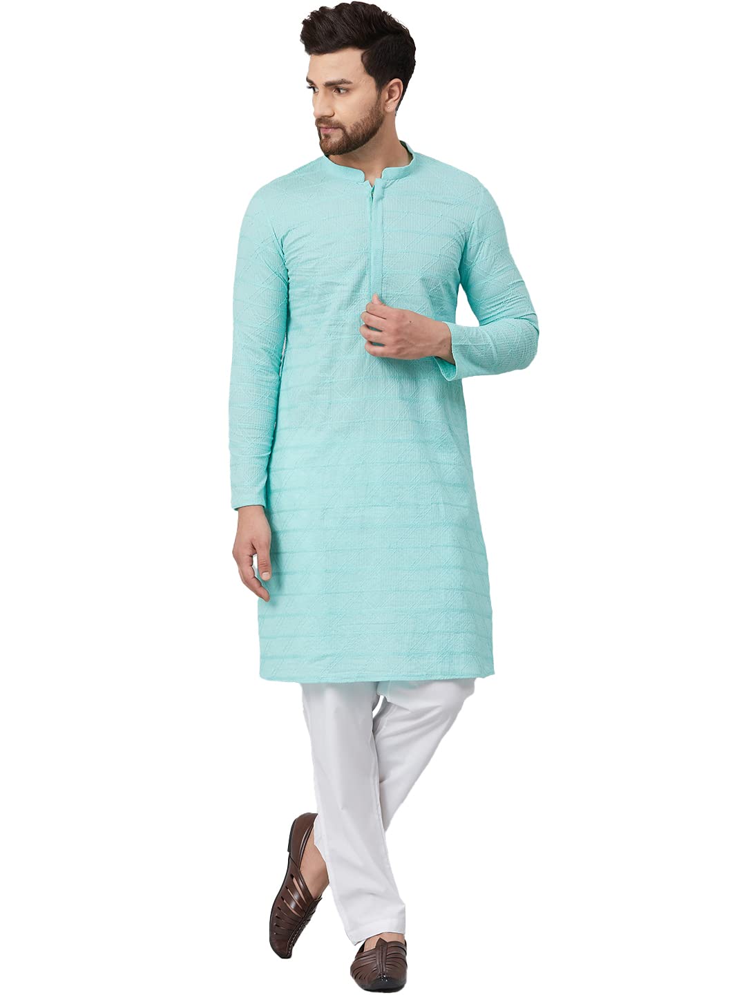 See Designs Cotton Regular Mens Kurta (14180264_Lime Green_M)