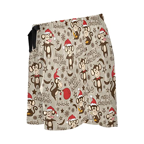 Jhkku Women's Christmas Monkey Sleep Shorts Soft Pajamas Pants Summer Comfy Lounge Pj Short Bottoms With Pockets Xl #TOP2