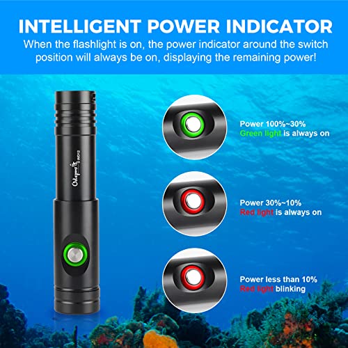 Odepro Wd12 Dive Light,1050 Lumen Super Bright Compact Scuba Diving Light With 3 Modes, Ip68 Waterproof Submersible Flashlight, For 100M Underwater Diving, Fishing, Camping (Black) #TOP2