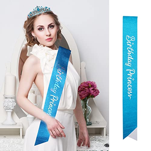 Blue Princess Birthday Crown - Happy Birthday Tiara Headband & Decoration2