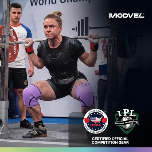 Image of Modvel Strength 7mm Knee Sleeves (Pair) for Weightlifting & Powerlifting (USPA, IPL Approved) | High-Performance Knee Compression Support For Squats, Weight Lifting - Men and Women