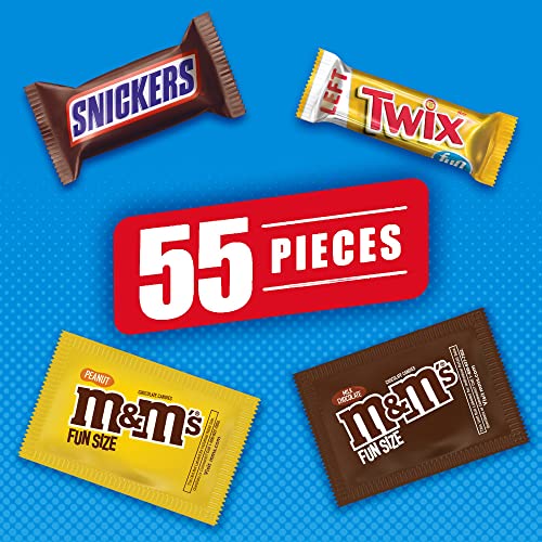 M&M's, Snickers & Twix Variety Pack Fun Size Milk Chocolate Candy Bars Assortment, 30.98-Ounce 55 Piece Bag #TOP3