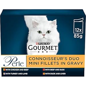 Gourmet Perle Delicate Connoisseur’s Duo Wet Cat Food 12x85G, Pack of 4