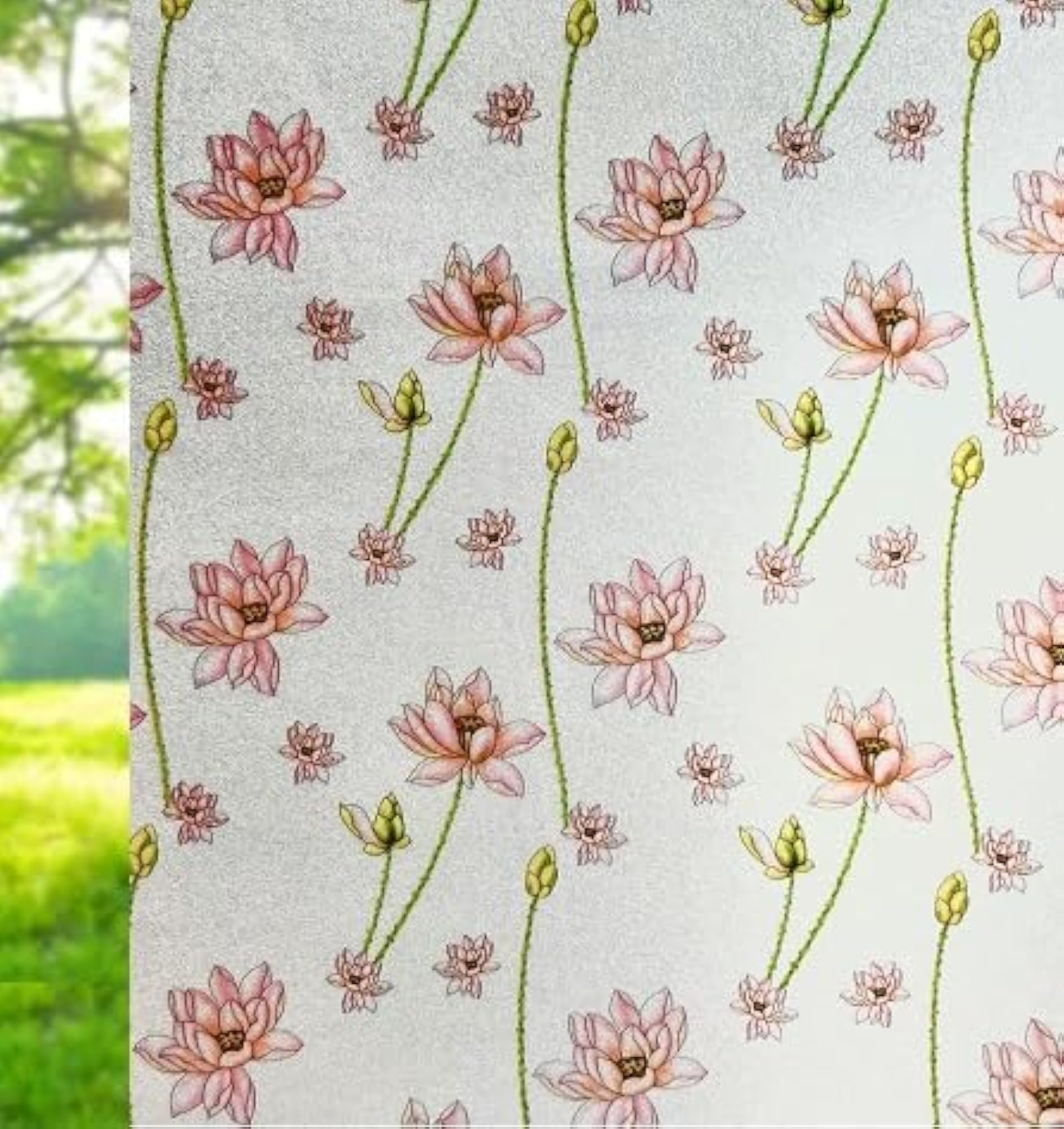 Lotus Window Wallpaper Pink Self Adhesive Sticker