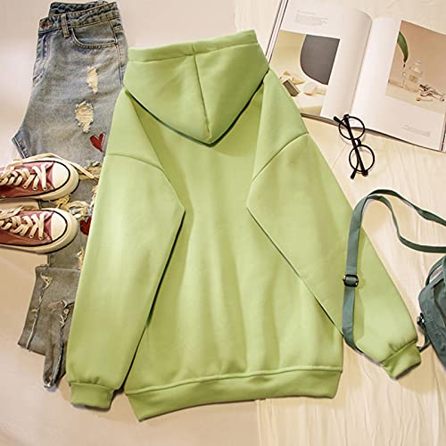 Keevici Womens Cute Skateboarding Frog Hoodie Oversized Kawaii Clothes Soft Aesthetic Sweatshirt Long Sleeve Thick Top (Green,M,Medium) #TOP3