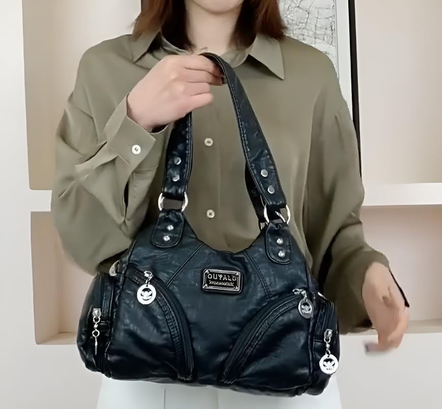 Hobo Bags for Women Vintage Leather Hobo Bag Shoulder Purses and Handbags Ladies Roomy Tote Bags - Casual Crossbody