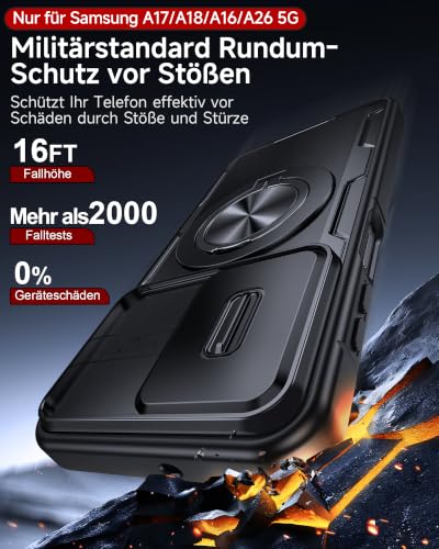 LeYi Hülle für Samsung Galaxy A18/A17/A16 5G mit 2X 9H Panzerglas Schwarz – Ansicht 6