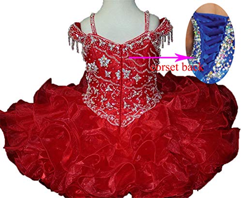 Junguan Baby Girls Off The Shoulder Cupcake Pageant Dress Short Giltz National for Infant Birthday Party Tutu Dresses ST0042
