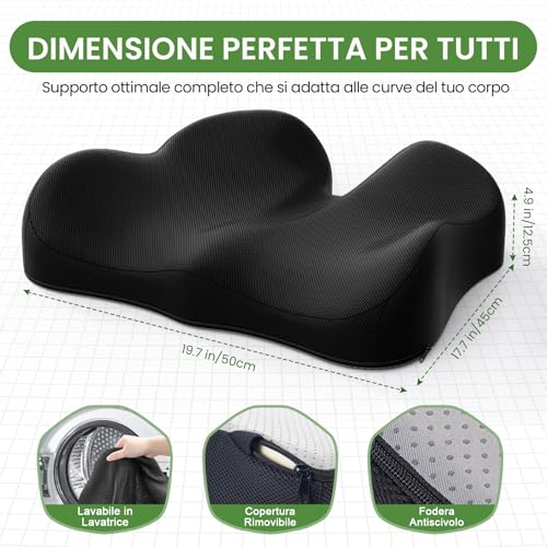 A-Pce Cuscini In Memory Foam Per Alleviare Il Dolore Al Coccige, Cuscino Ergonomico Per Sedia Da Ufficio, Per Casa, Ufficio, Auto E Sedia A Rotelle, Cuscini Per Sedile Auto, Per Guida, Nero - 4