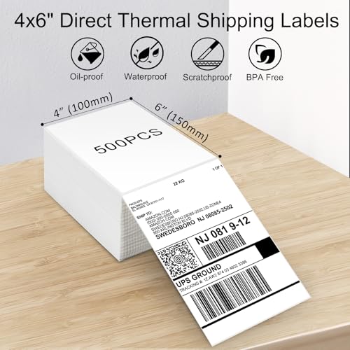 LabelRange 4x6 Thermal Labels, Commercial Grade Direct Thermal 4x6 Shipping Labels, 500 Sheets per Stack,1 Stack - Thumbnail 3