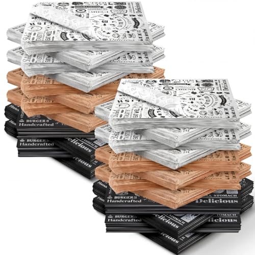 Outus 1800 Pcs 12 x 12 Inch Deli Wax Paper Sheets, White,Black,Brown