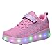 Feidaeu Kinder LED Roller Sneakers für Jungen und Mädchen leuchtende zweirädrige Sneakers Angel Wings Outdoor Sneakers