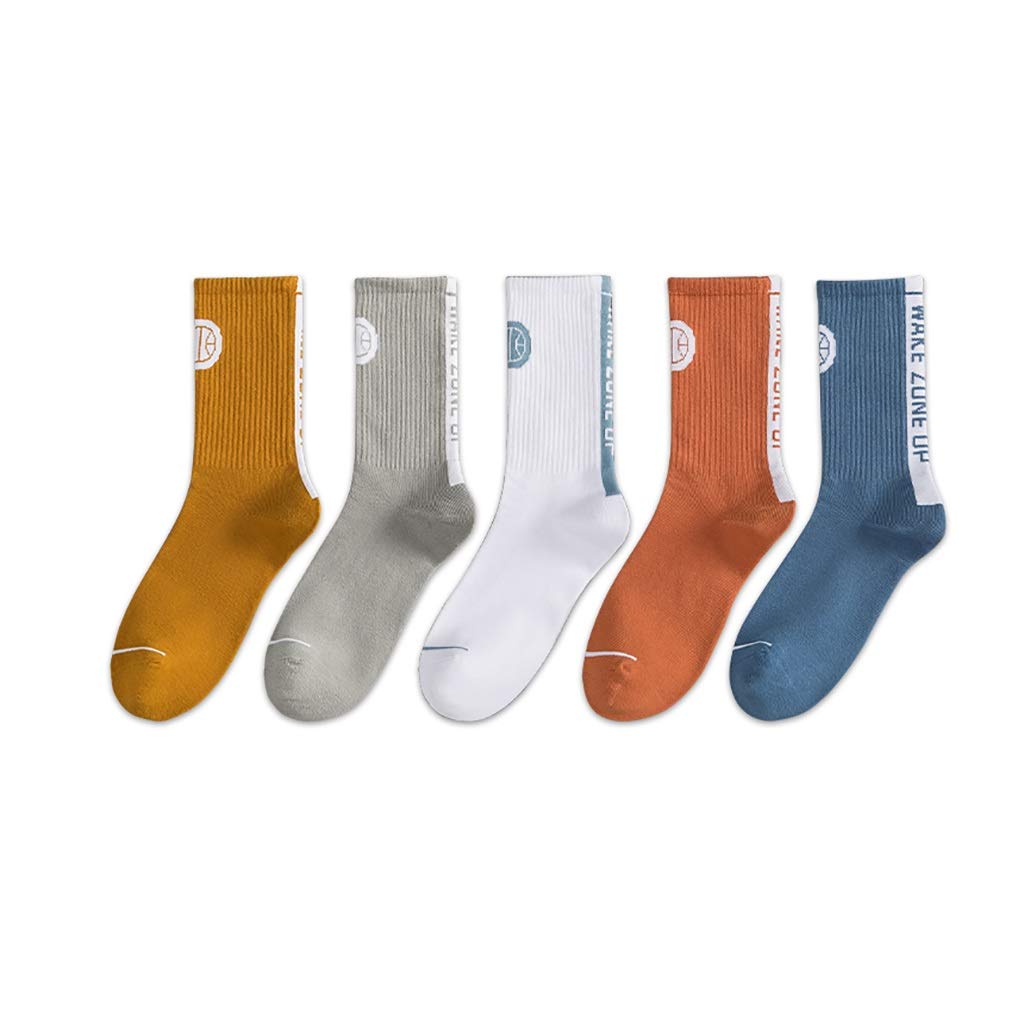 Athletic Socks Socks Men's 5 Pack Cotton Work Boot Socks Training Athletic Cushion Crew Socks Casual Socks (Color : Multi-colored 2)