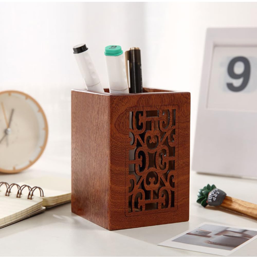Amazon.com: Kaizuca Wooden Pen Holder, Square Pen Holder, Desk