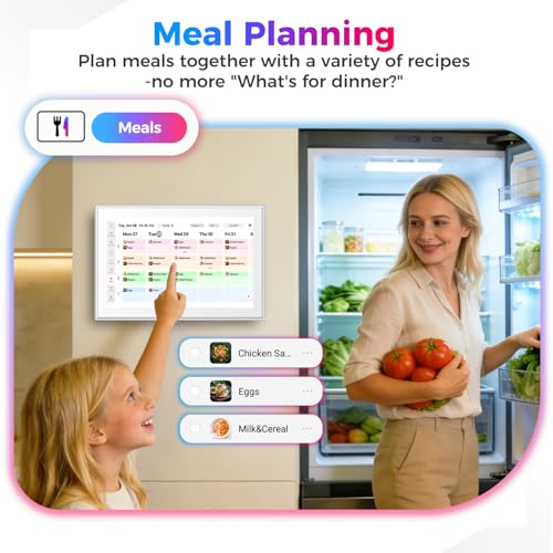 Image of Akimart 10.1 inch Digital Calendar & Chore Chart, Smart Touchscreen Interactive Display for Family Schedules, Digital Photo Frame Functon, Wall & Desk Mountable, Great for Organizing Your 2026 Calendar