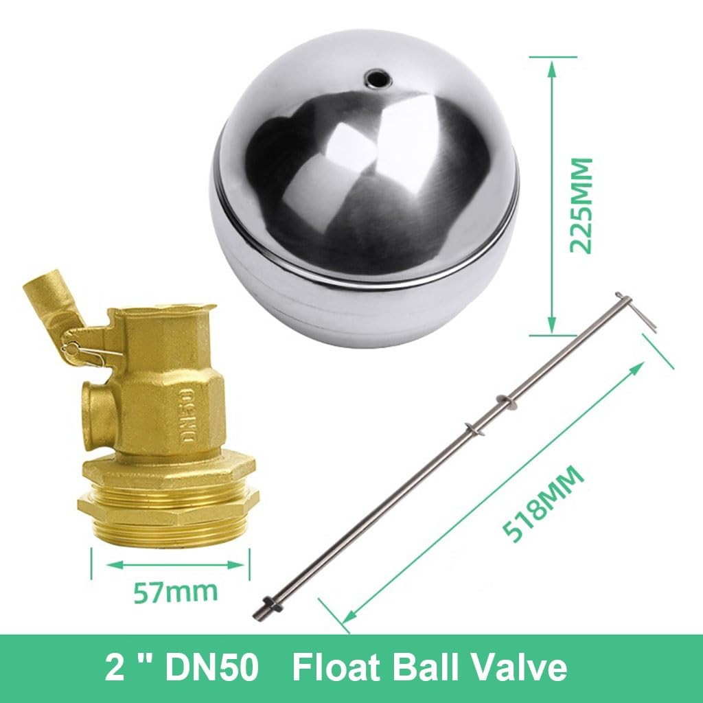 Válvula de flotador de latón con bola SUS, válvula de flotador de tanque de agua de 1/2" a 2", 1 unidad(DN50)