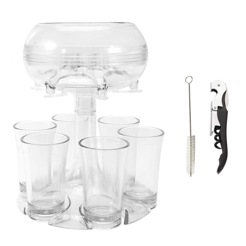 Bloepum 6 Cups Glass Dispenser and Holder,Cups Dispenser for Filling Liquids,Multiple 6 Cups Dispenser,Bar Cups Dispenser