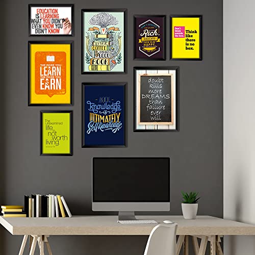 Image of PAPER PLANE DESIGN Motivational Quotes Framed Wall Paintings - Inspiring Quotes Frames For Office And Home Decor set of 8 (9 x 12.5 Inches ; 18 x 12.5 Inches). (D)