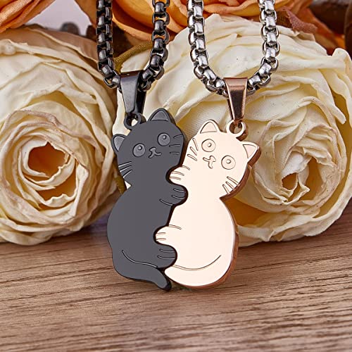 Cat Couples Necklace Cute Cat Hugging Puzzle Matching Necklaces Gift for Men Women2