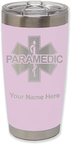 Vista 60 de LaserGram 20oz Vacuum Insulated Tumbler Mug, Paramedic, Personalized Engraving Included (Coral)