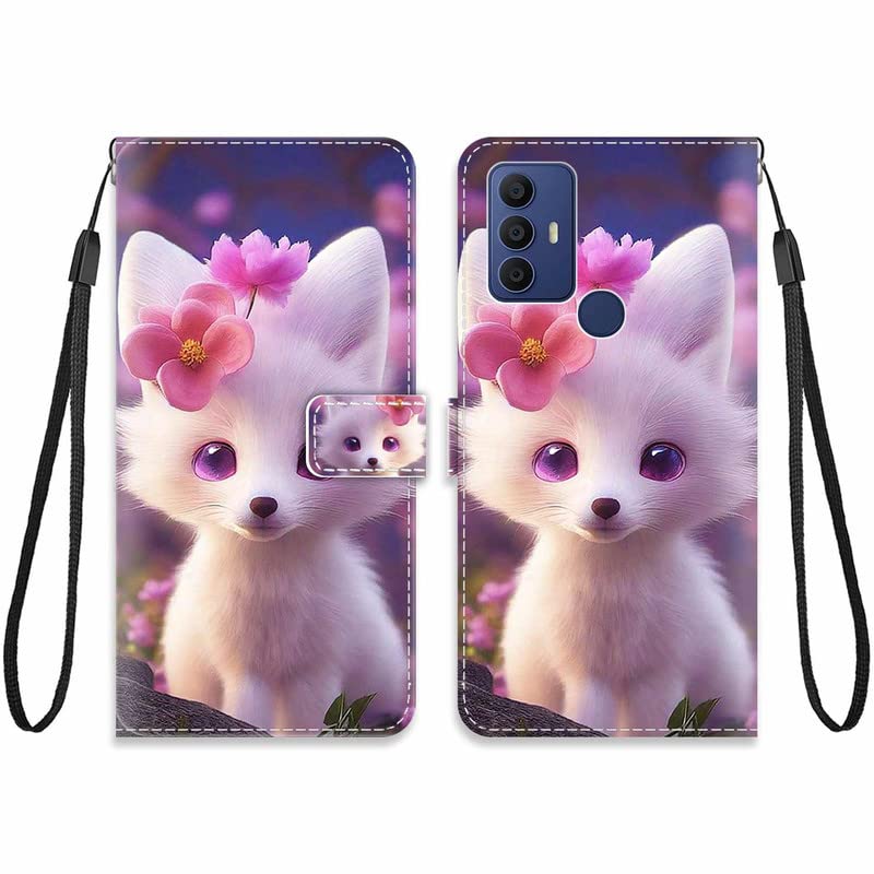 KARTXITAI Cover Per TCL 40 XL Con Portafoglio E Cordino - Custodia A Libro In Pelle PU Con Disegno Delfini E Luna, Slot Per Carte - 3