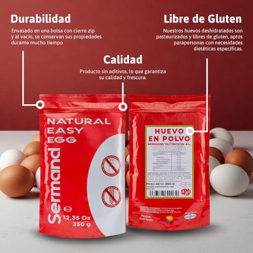 Eipulver (350 g) | Pasteurisiertes Ei in Pulverform | Getrocknetes Ei | Ohne Zusatzstoffe | Glutenfrei & laktosefrei | Zip-Beutel Verpackung