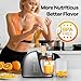 Cold Press Juicer Machine: Easy to Clean Slow Masticating Extractor for Veggies and Fruits, 92% Juice Yield High Nutrient and Vitamin, Quiet Motor & Reverse Function with Brush, Silver