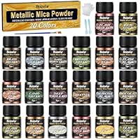 Roizefar Epoxidharz Farbe Metallic Mica Pulver, 20 Farbe*5g Perlglanz Epoxidharz Pigment metallischer Pulver für Seifenfarbe, Epoxidharz, Kerzenherstellung, Nagellack, Badebomben, DIY