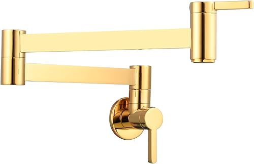 Grifo de llenado de olla de latón Montaje en pared Titanio Oro Ahorro de agua 360 Rotate Grifo de fregadero de cocina, CT172J