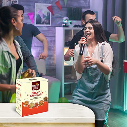 Image of Ministry of Nuts Premium Kaju Pack OF 5 Crazy Cashews Mini I Spanish tomato, Green Chili, Barbeque, Cheese and Pudhina 50g each I Total 250g