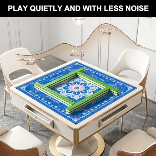 Blue Mahjong Mat for Table with Rules Noise Reduction Non Slip Waterproof Mahjong Table Mat with Carrying Bag 31.5" x 31.5" Inch, Suitable for Poker, Board Games, Dominoes, and Card Games by Generic - Used condition - Image 2