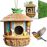 MikaMax Tiki Bar Vogelhaus - Hängendes Vogelhaus - Für Kleine Vögel - Tropische Gartendeko - Wetterfest für Außenbereich (19 x 17 cm)