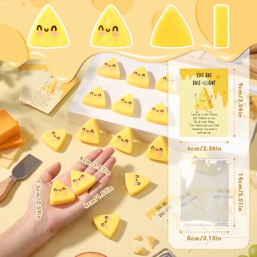 Junkin 50 Sets Cheese Party Favors Triangle Cheese Stress Ball Gifts Bulk Mini Squeeze Stress Relief Ball and Encouragement Cards Employee Appreciation Gifts for Graduation Office Coworker - Image 2